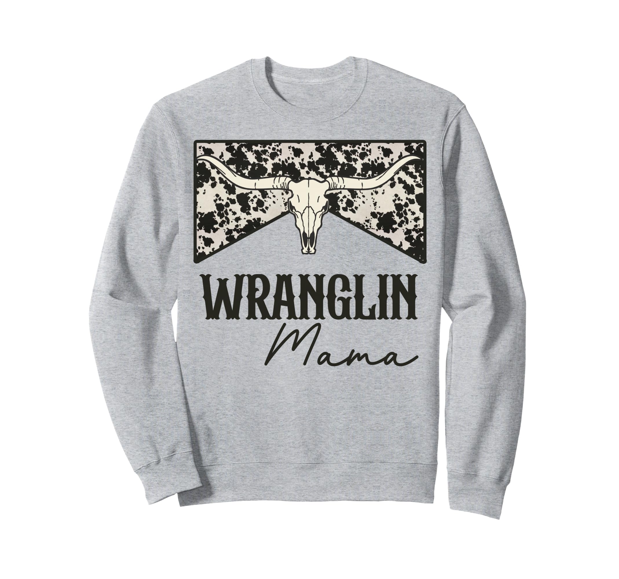 Wranglin Mama Bull Skull Leopard Sweatshirt - Aesthetic Graphic for Adults - T-Shirt, Sweatshirt, Hoodie