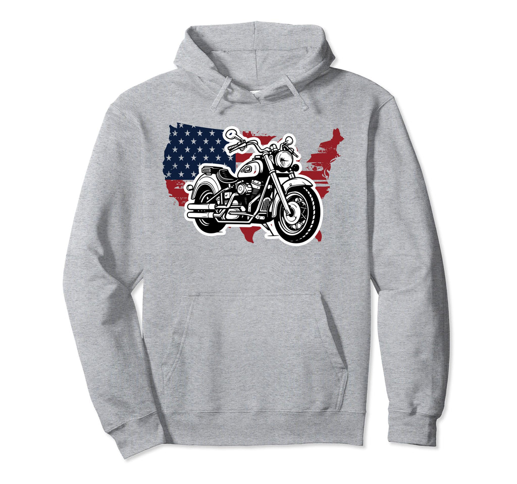 Motorcycle American Flag Biker 4Th July Hoodie - Graphic Print Men Women - T-Shirt, Sweatshirt, Hoodie