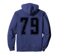 Number 79 Distressed Grunge Jersey Team Hoodie - Novelty Apparel Men Women - T-Shirt, Sweatshirt, Hoodie