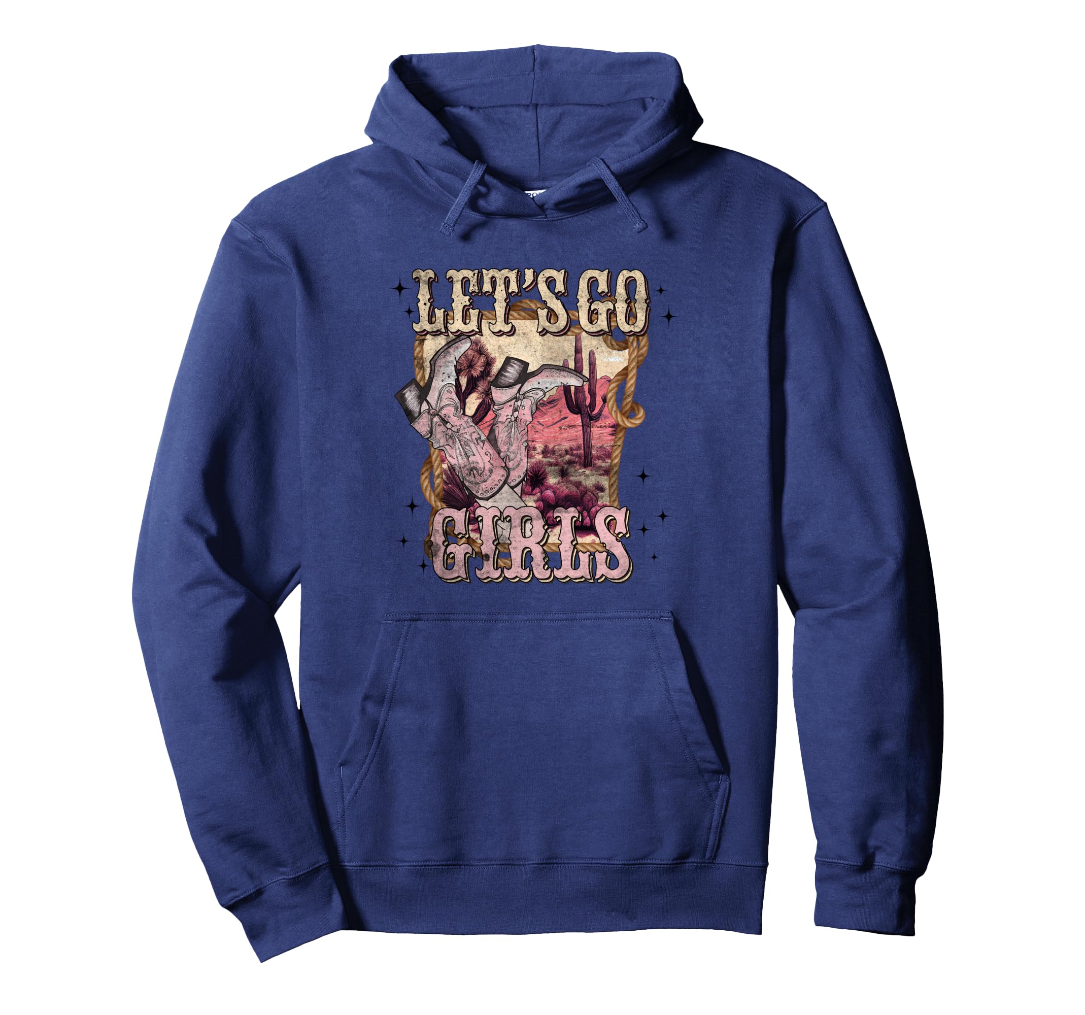 Cowboy Boots Cactus Western Desert Hoodie - Custom Art Print Unisex - T-Shirt, Sweatshirt, Hoodie