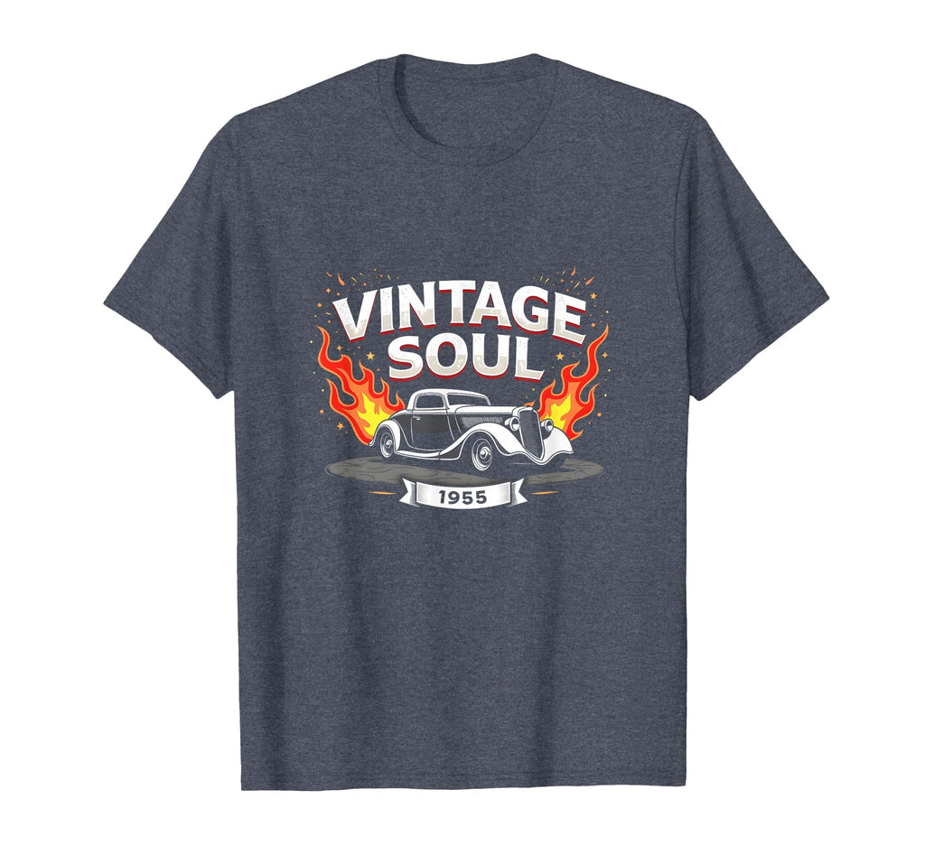 Soul Hot Rod 1955 Car Heather Blue T-Shirt - Novelty Apparel for Adults - T-Shirt, Sweatshirt, Hoodie