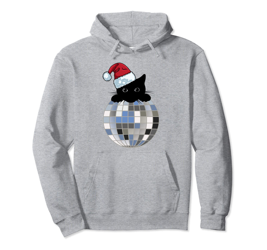 Aesthetic Disco Ball Winter Snow Black Cat Hoodie - Novelty Apparel Unisex - T-Shirt, Sweatshirt, Hoodie