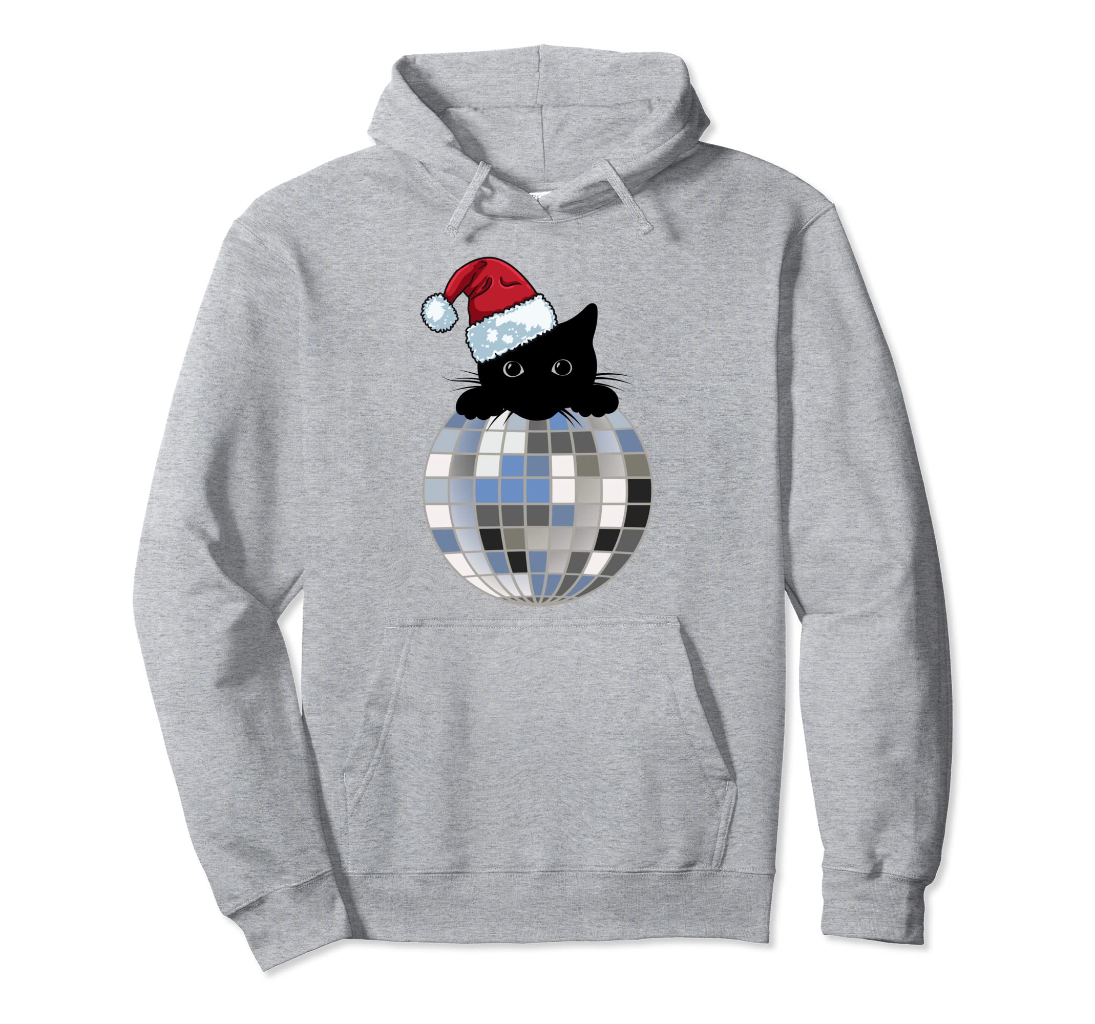 Aesthetic Disco Ball Winter Snow Black Cat Hoodie - Novelty Apparel Unisex - T-Shirt, Sweatshirt, Hoodie
