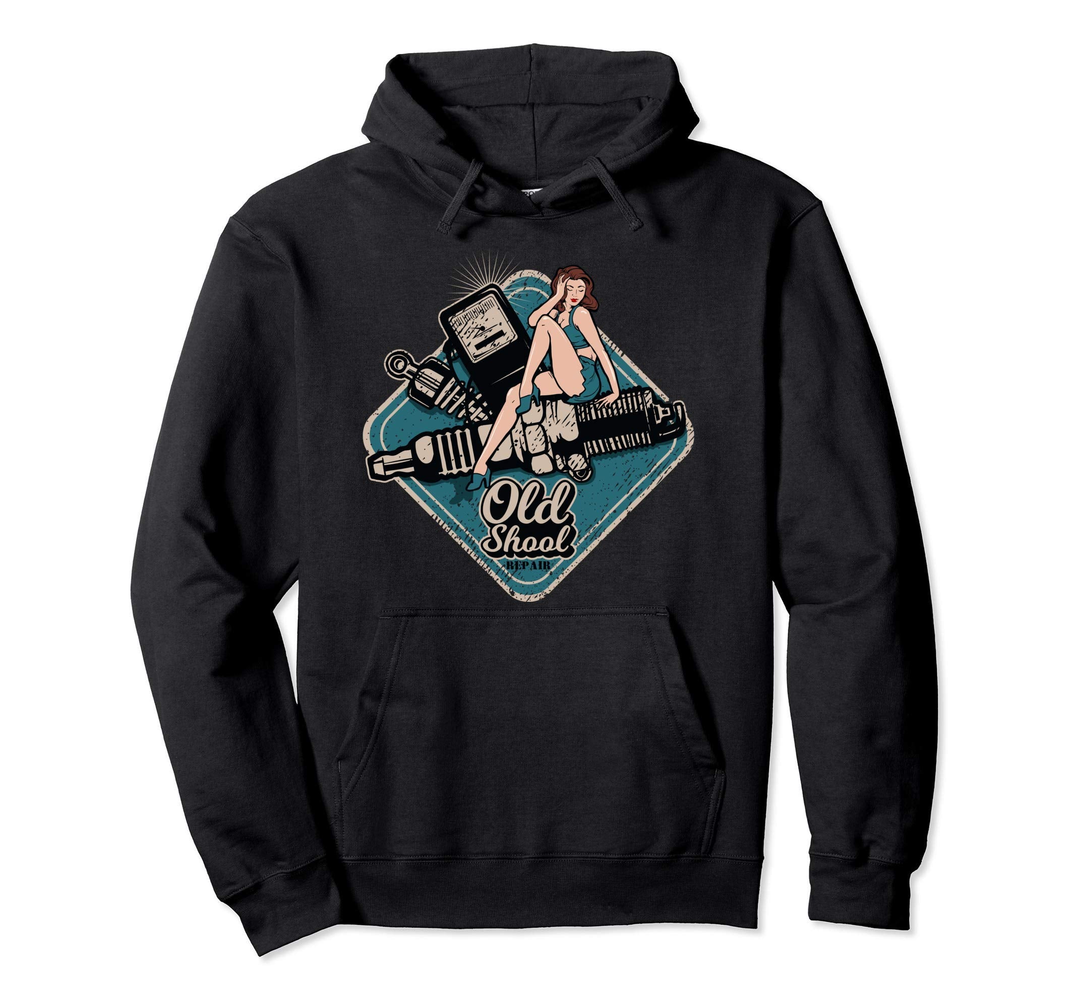 Rockabilly Pin Up Gas Station Old School Hoodie - Graphic Print Unisex - T-Shirt, Sweatshirt, Hoodie