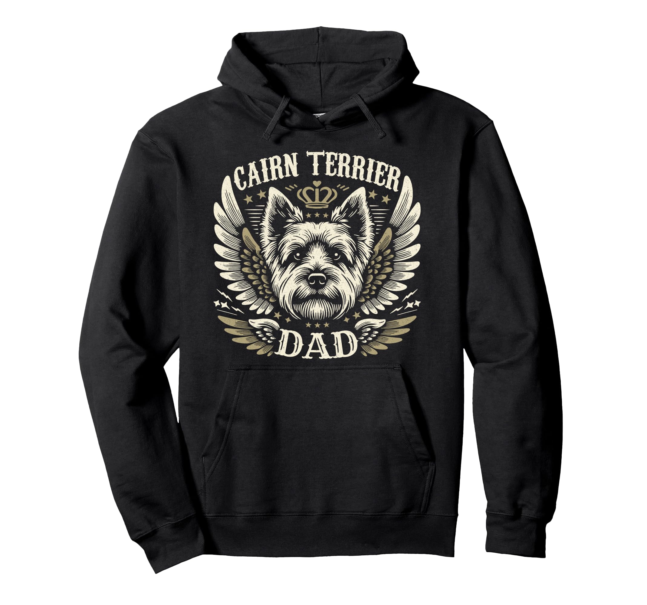Cairn Terrier Dad Biker Wings Hoodie - Fun Novelty Design Men Women - T-Shirt, Sweatshirt, Hoodie