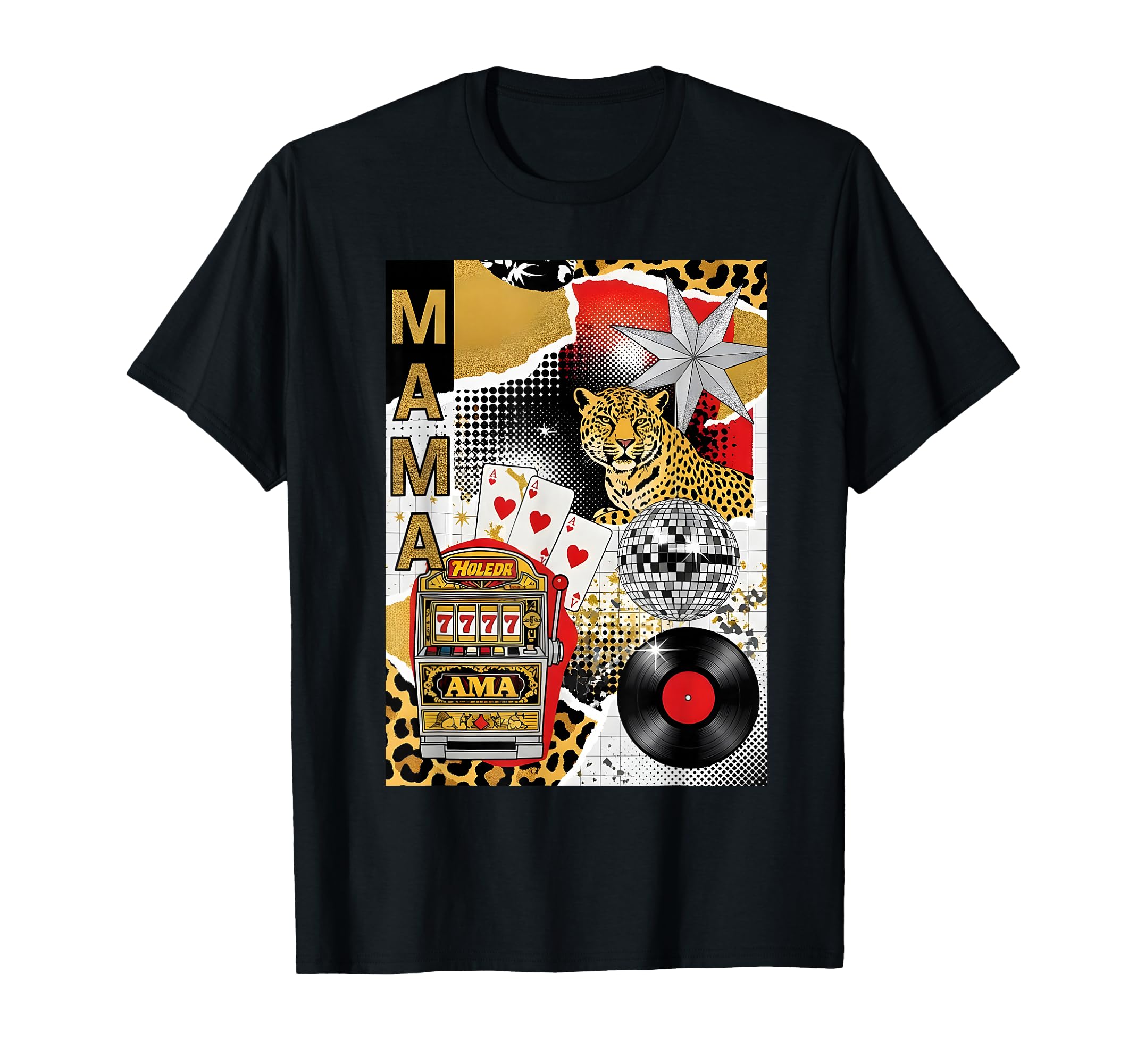 Mama Leopard Casino Collage Slot Machine T-Shirt - Minimalist Print Unisex - T-Shirt, Sweatshirt, Hoodie