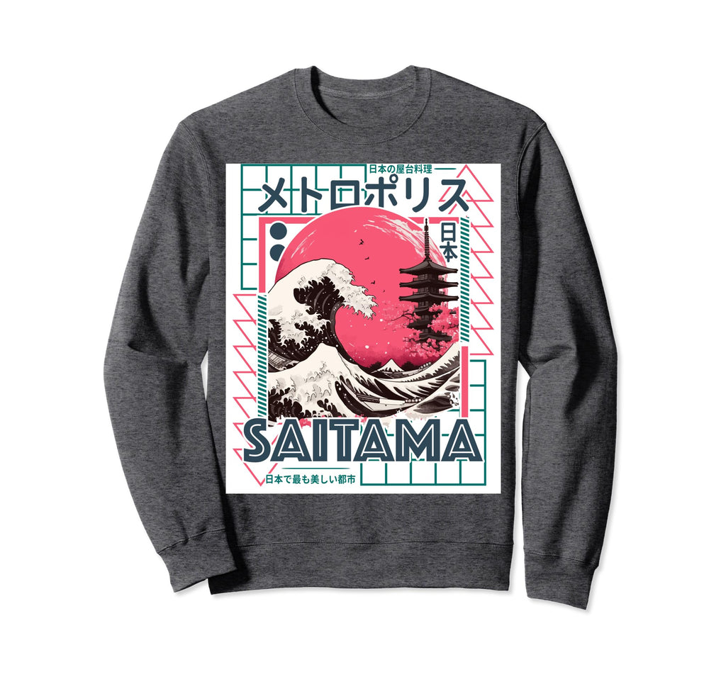 Saitama City 80S Synthwave Kanagawa Sweatshirt - Aesthetic Graphic Unisex - T-Shirt, Sweatshirt, Hoodie