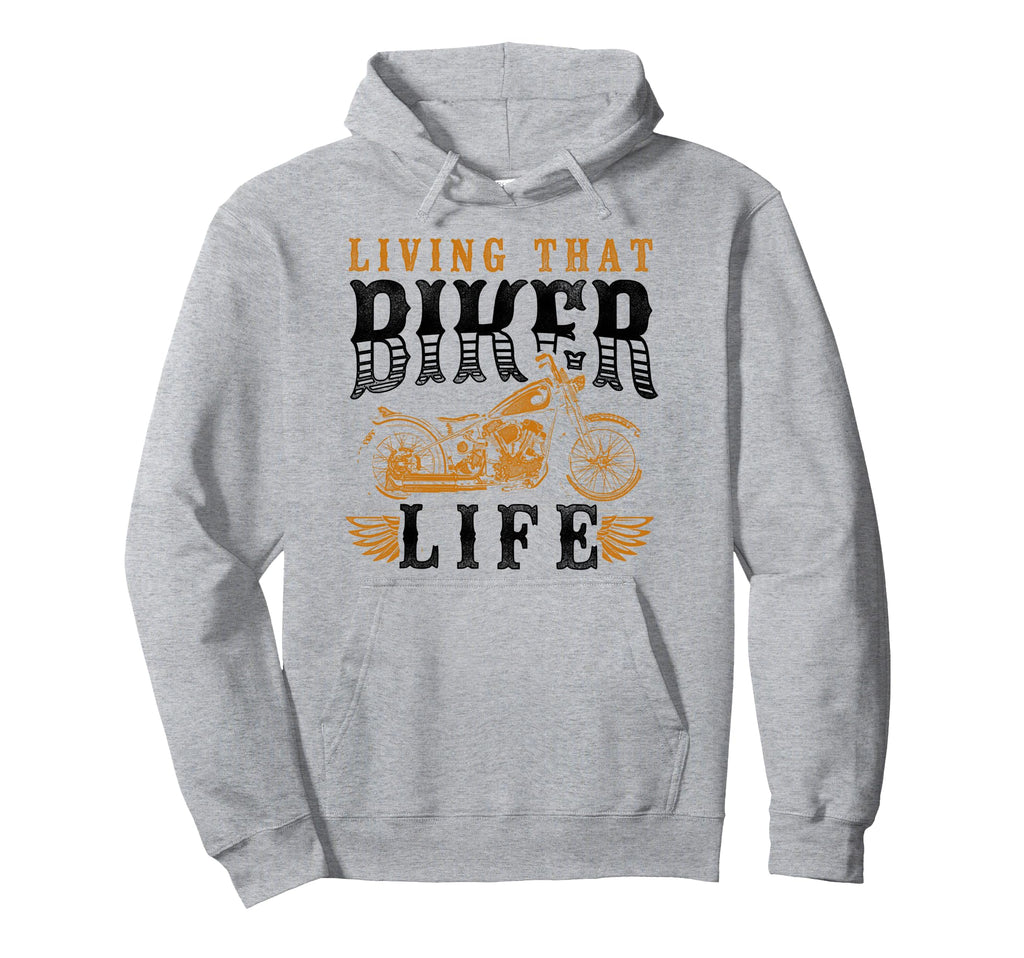 Motorcycle Biker Living That Biker Life Hoodie - Graphic Print Unisex - T-Shirt, Sweatshirt, Hoodie