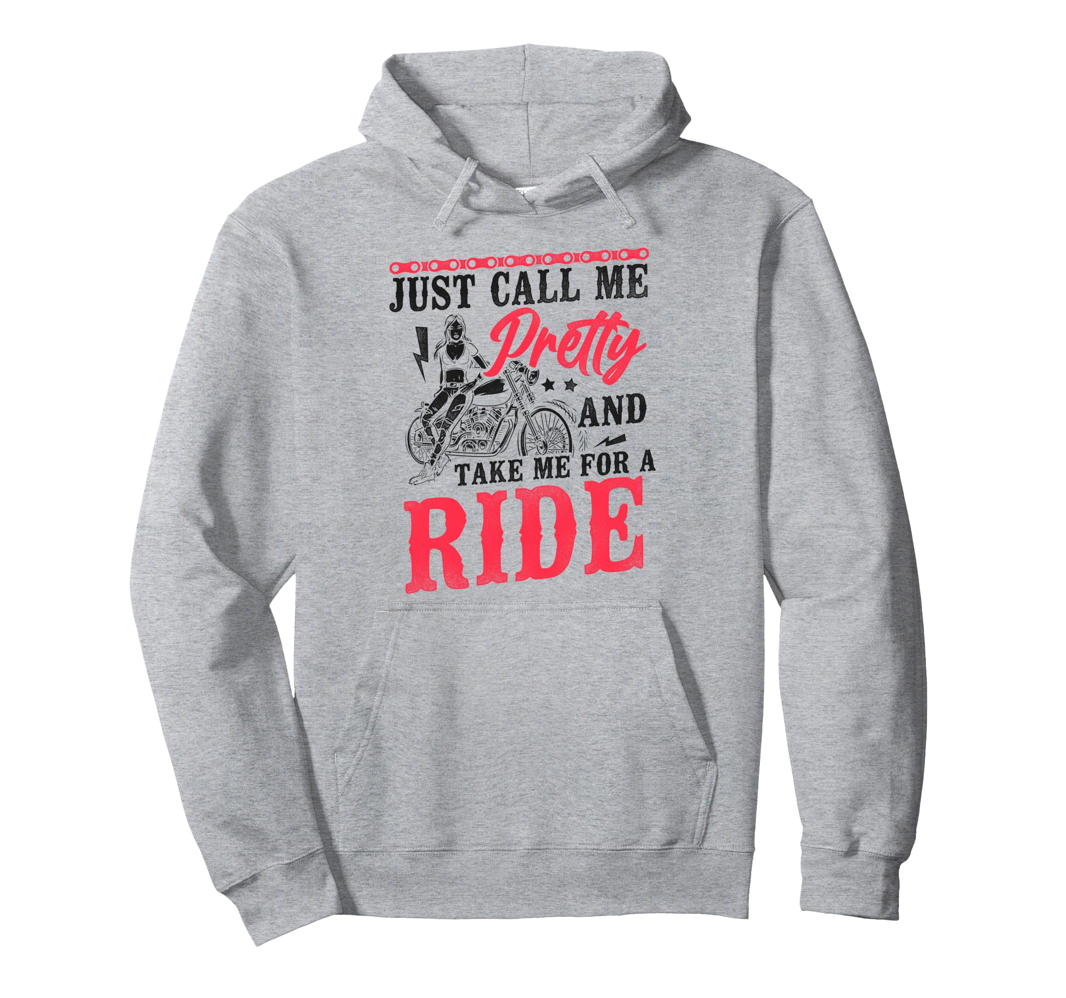 Motorcycle Biker Female Just Call Hoodie - Fun Novelty Design for Adults - T-Shirt, Sweatshirt, Hoodie