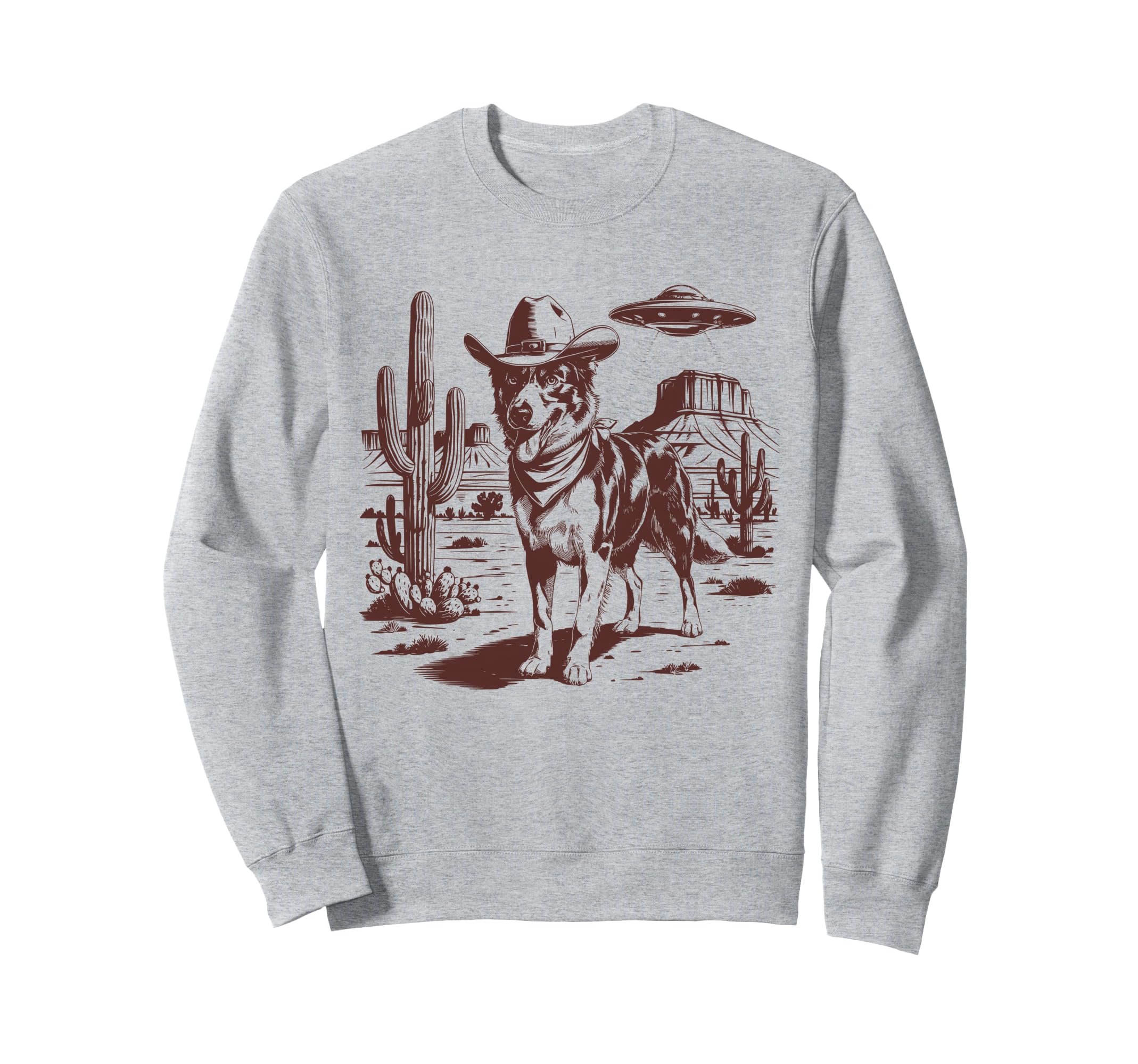 Border Collie Ufo Western Alien Sweatshirt - Novelty Apparel for Adults - T-Shirt, Sweatshirt, Hoodie
