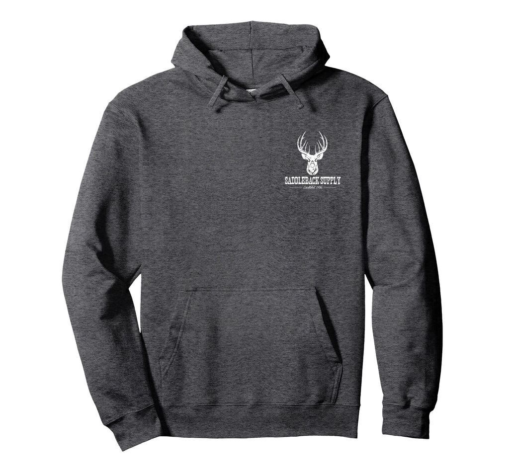 Saddleback Deer Hunting White Logo Hoodie - Aesthetic Graphic for Adults - T-Shirt, Sweatshirt, Hoodie