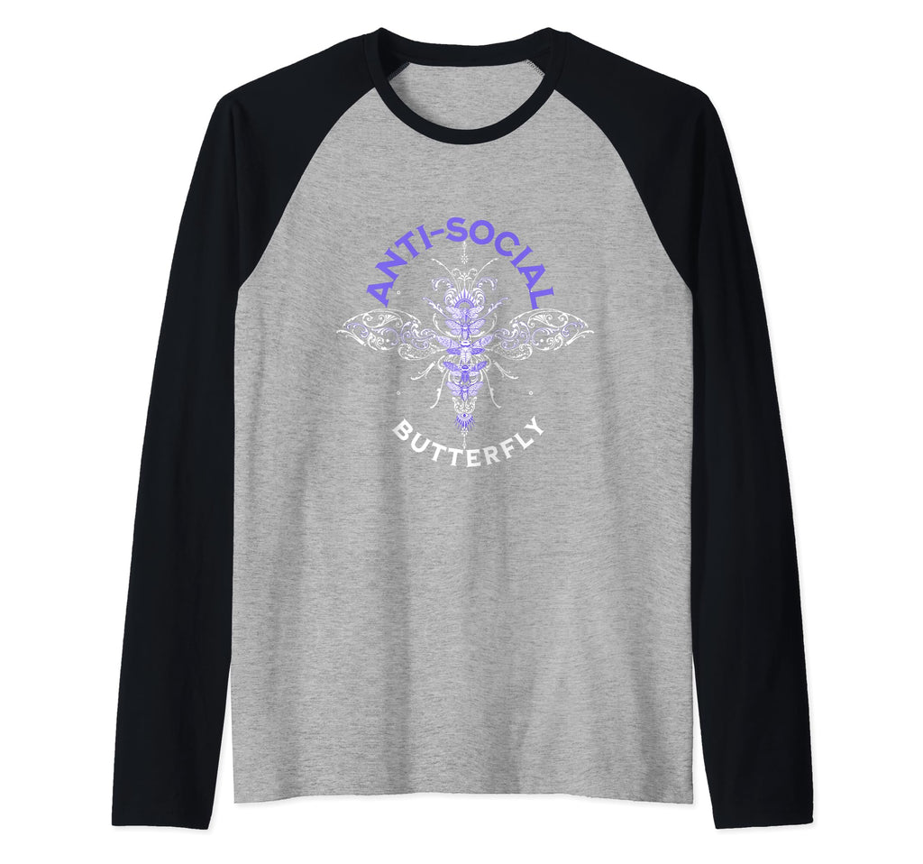 Anti Social Butterfly Moth Gift Dark T-Shirt - Graphic Print for Adults - T-Shirt, Sweatshirt, Hoodie