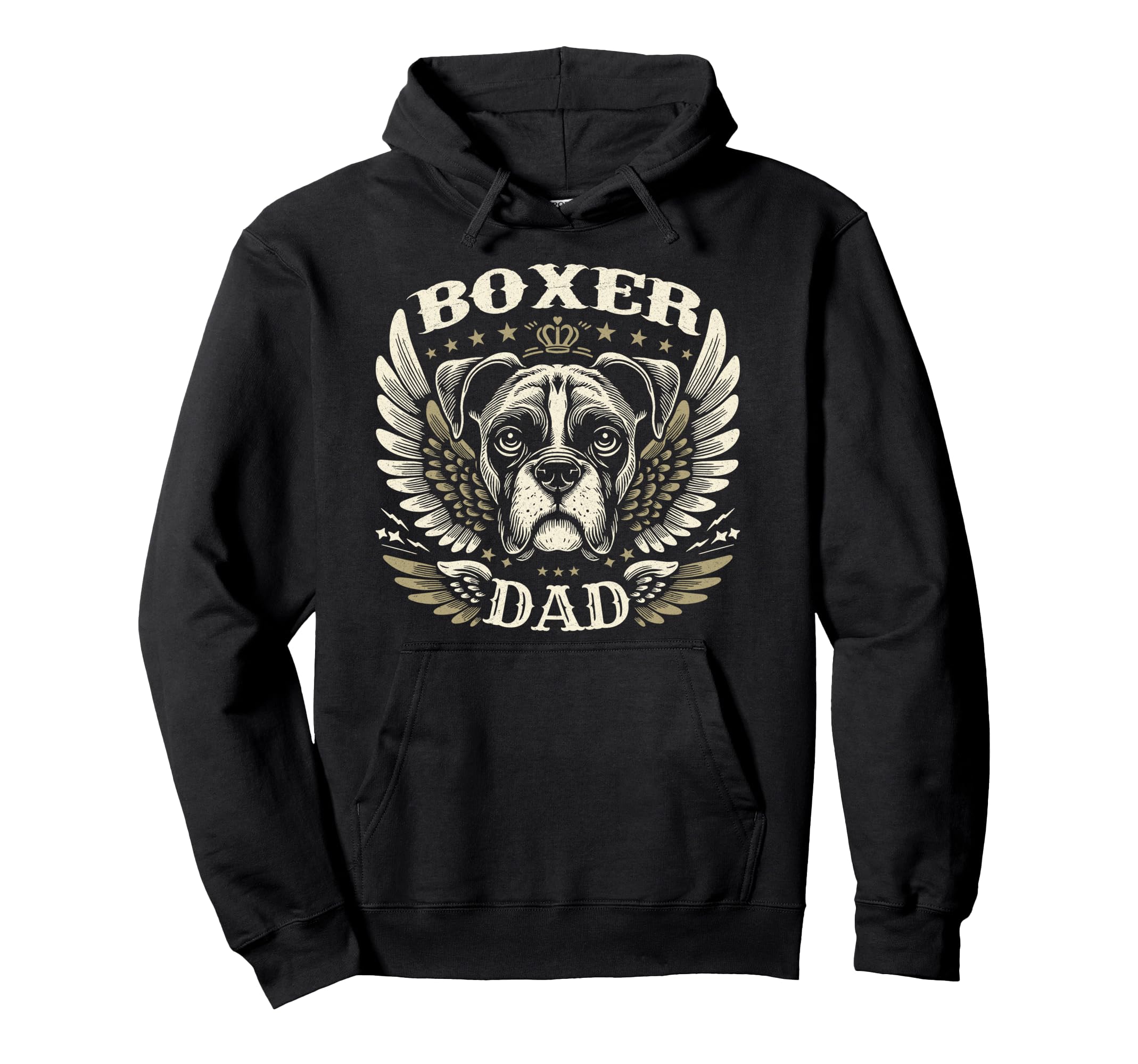 Boxer Dad Biker Wings Motorcycle Lover Hoodie - Custom Art Print Unisex - T-Shirt, Sweatshirt, Hoodie