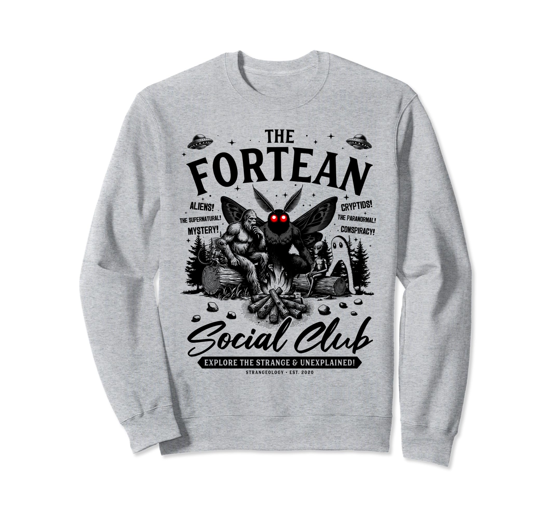 Fortean Social Club Bigfoot Mothman Sweatshirt - Minimalist Print Unisex - T-Shirt, Sweatshirt, Hoodie