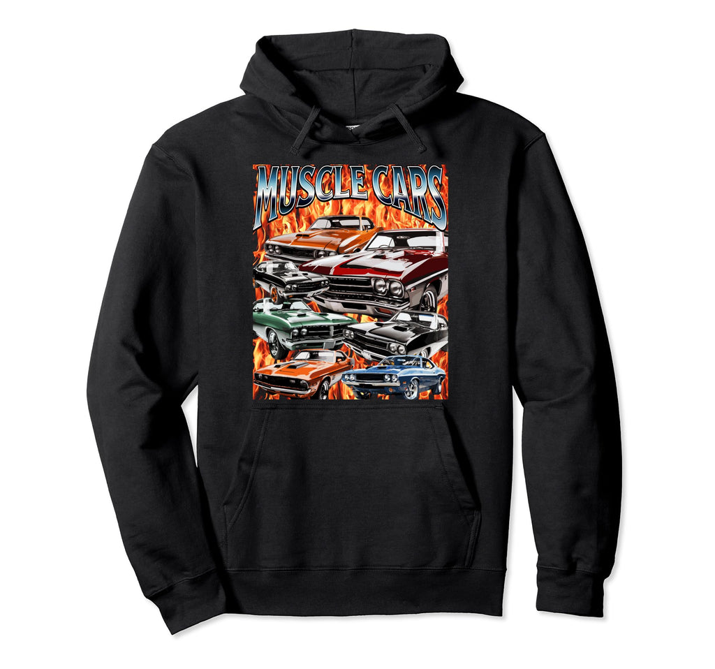 Muscle Cars 90S Car American Shows Fun Hoodie - Minimalist Print Unisex - T-Shirt, Sweatshirt, Hoodie