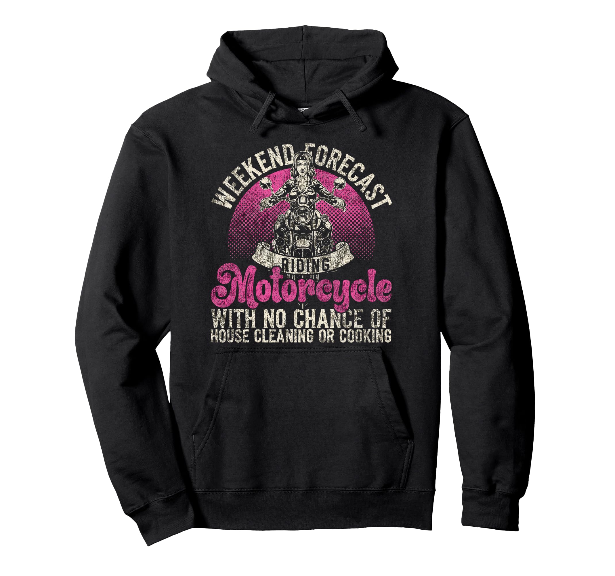 Motorcycle Biker Weekend Forecast Riding Hoodie - Graphic Print for Adults - T-Shirt, Sweatshirt, Hoodie