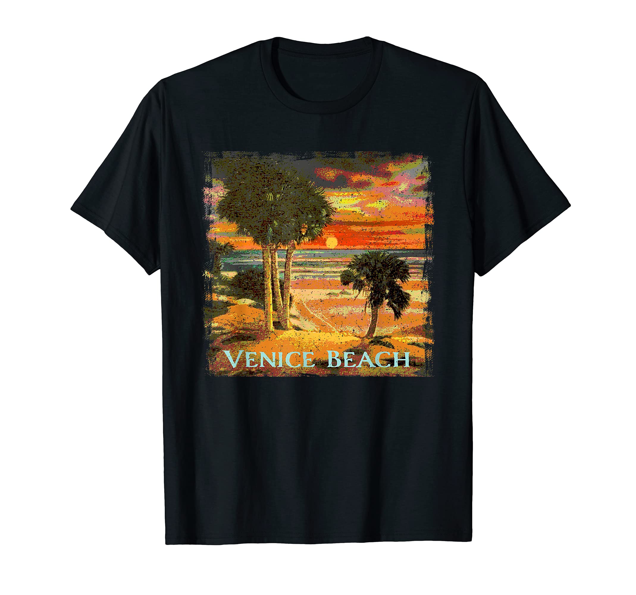 Venice Beach Ca Sunset Palm Tree T-Shirt - Fun Novelty Design Men Women - T-Shirt, Sweatshirt, Hoodie