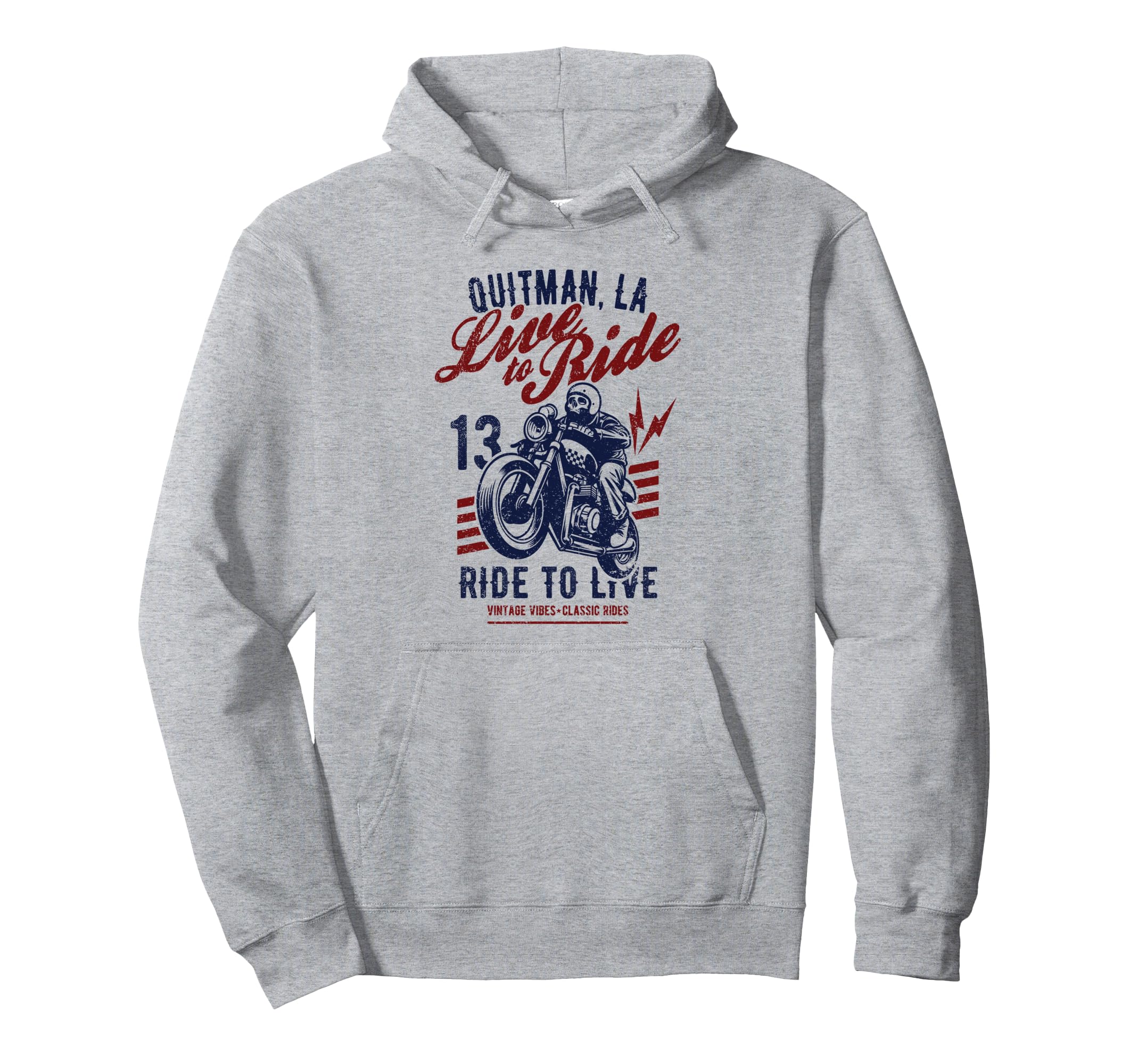 Quitman Louisiana Motorcycle Skull Rider Hoodie - Unique Graphic Men Women - T-Shirt, Sweatshirt, Hoodie