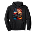Motorcycle Usa Flag Biker Distressed Hoodie - Minimalist Print Unisex - T-Shirt, Sweatshirt, Hoodie