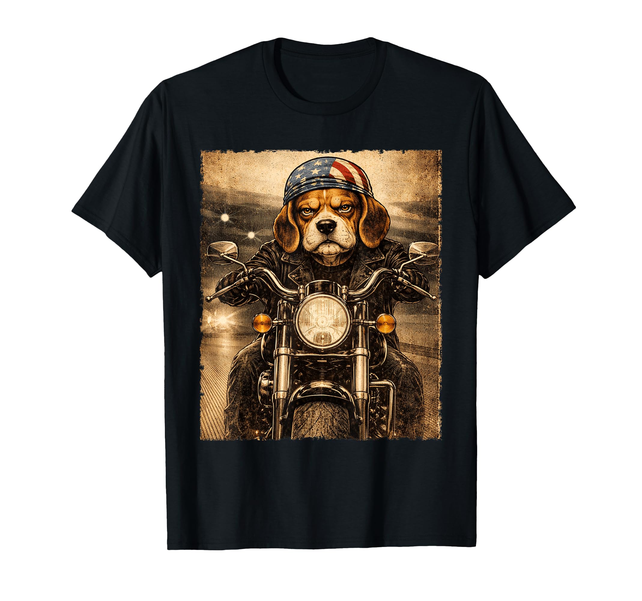 Beagle Dog Biker Riding Motorcycle T-Shirt - Streetwear Style for Adults - T-Shirt, Sweatshirt, Hoodie