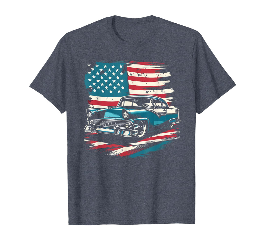 Car American Flag 4Th July Patriotic T-Shirt - Trendy Graphic Men Women - T-Shirt, Sweatshirt, Hoodie