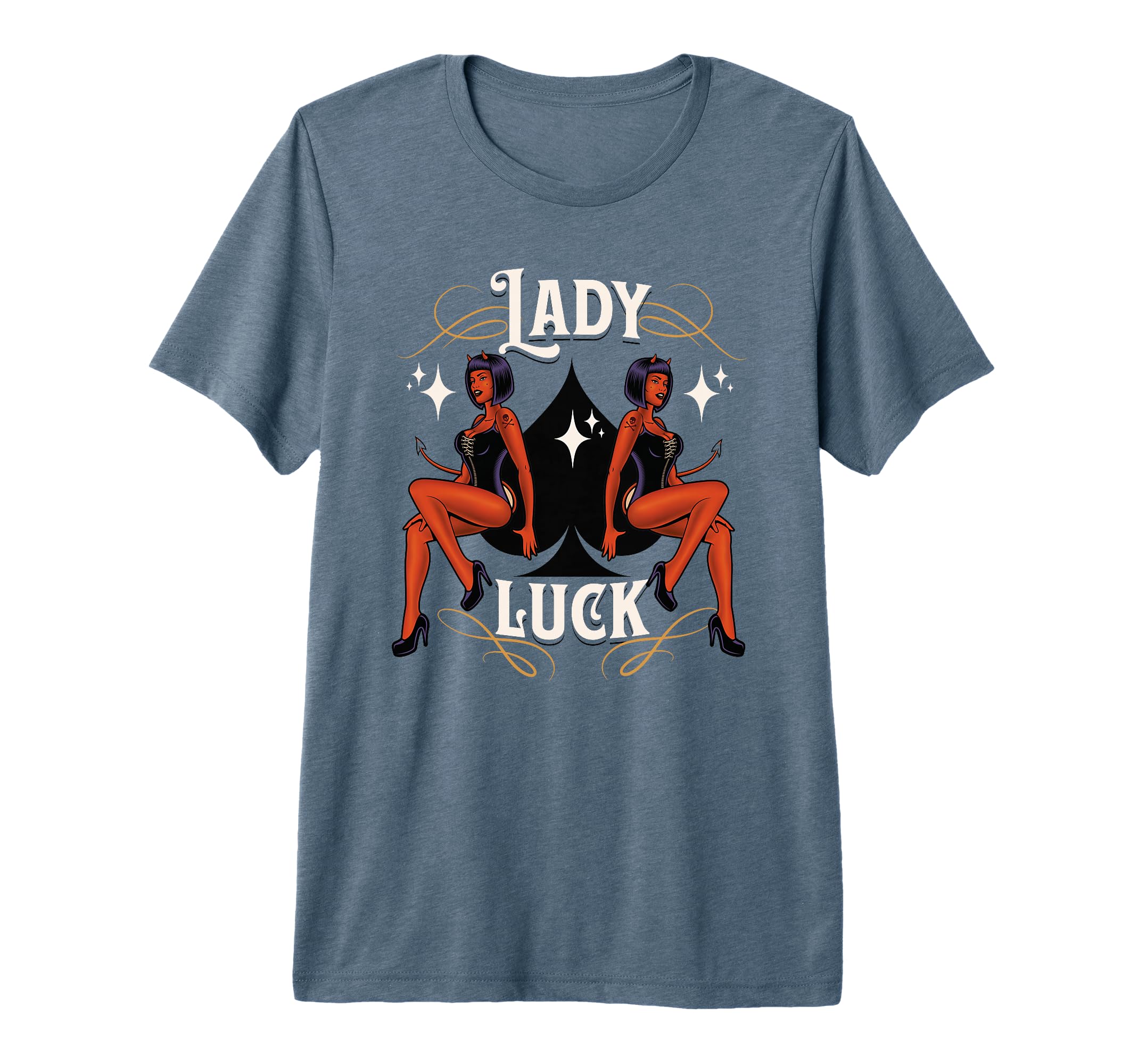 Rockabilly Devil Lady Lucky Spade T-Shirt - Unique Graphic Men Women - T-Shirt, Sweatshirt, Hoodie
