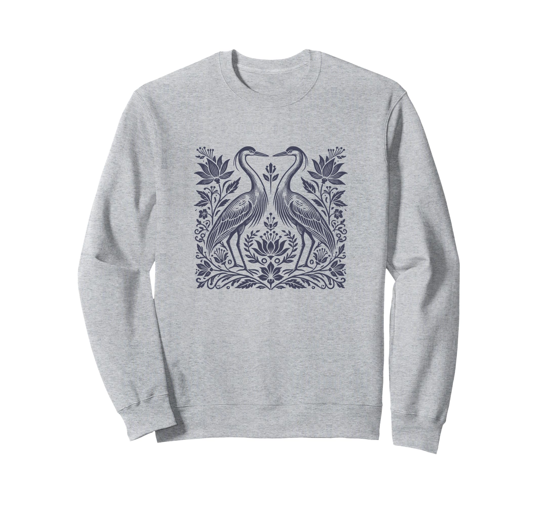 Heron Floral Symmetrical Ornate Sweatshirt - Fun Novelty Design Men Women - T-Shirt, Sweatshirt, Hoodie