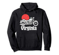 Virginia Motorcycle Sun Minimalist Hoodie - Unique Graphic Unisex - T-Shirt, Sweatshirt, Hoodie