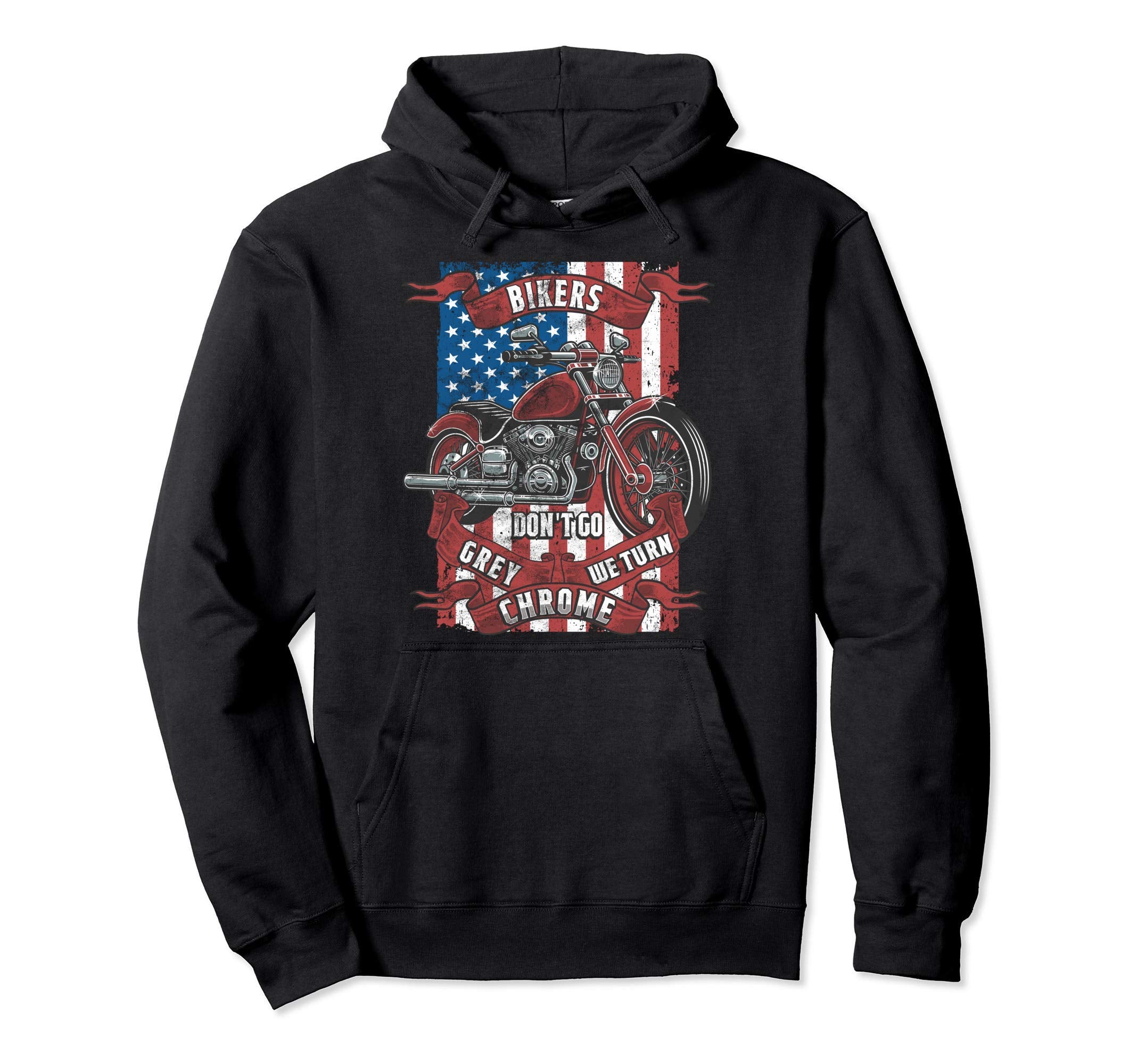Bikers Dont Go Grey They Turn Chrome Hoodie - Custom Art Print Unisex - T-Shirt, Sweatshirt, Hoodie