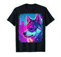 Siberian Husky Dog Cyber Vaporwave T-Shirt - Fun Novelty Design for Adults - T-Shirt, Sweatshirt, Hoodie