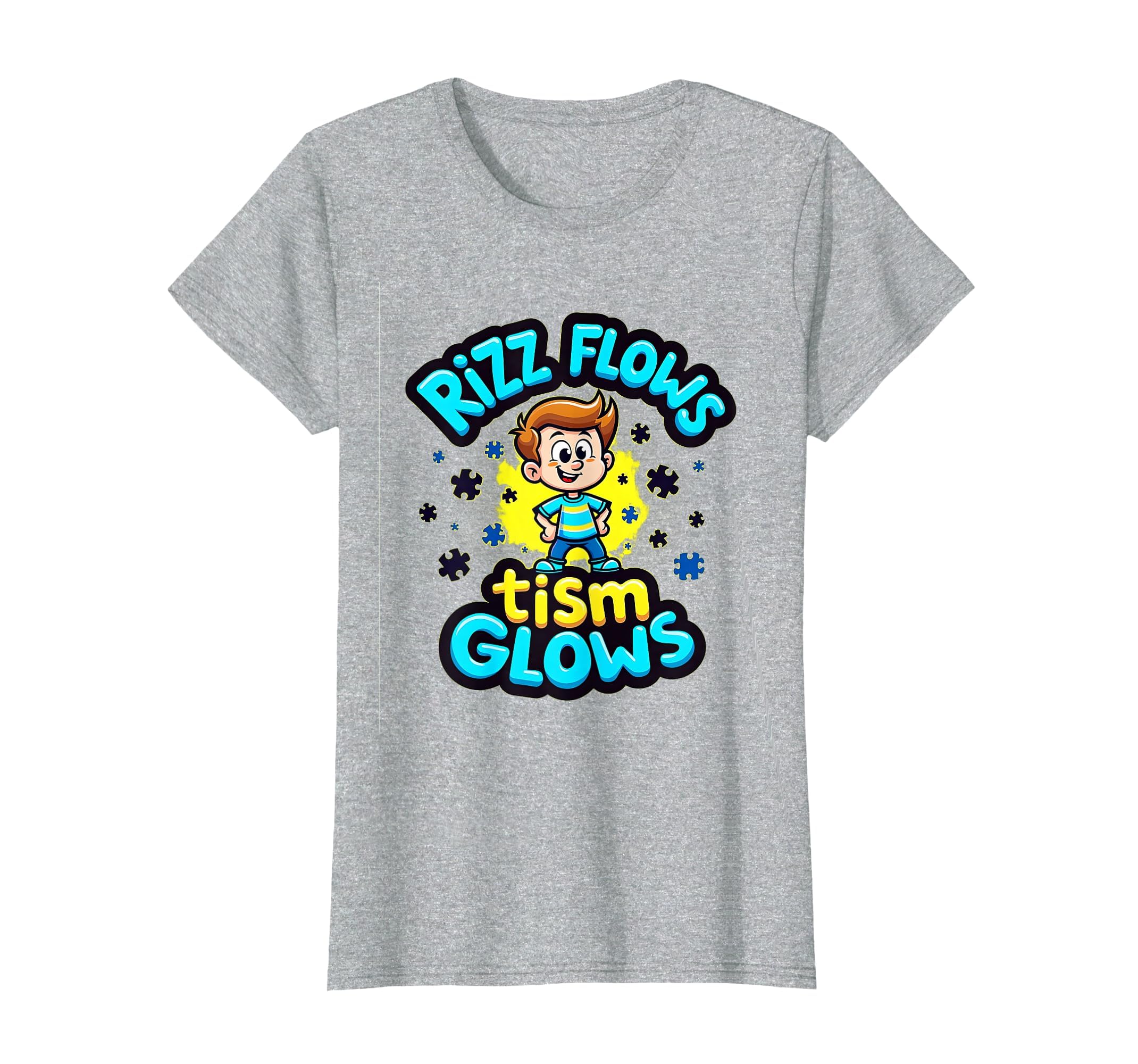 Rizz Flows Tism Glows Neurodivergent T-Shirt - Minimalist Print for Adults - T-Shirt, Sweatshirt, Hoodie