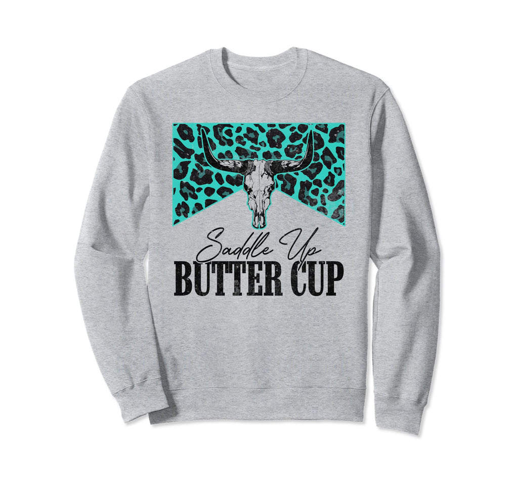Leopard Bull Skull Saddle Up Sweatshirt - Novelty Apparel Men Women - T-Shirt, Sweatshirt, Hoodie