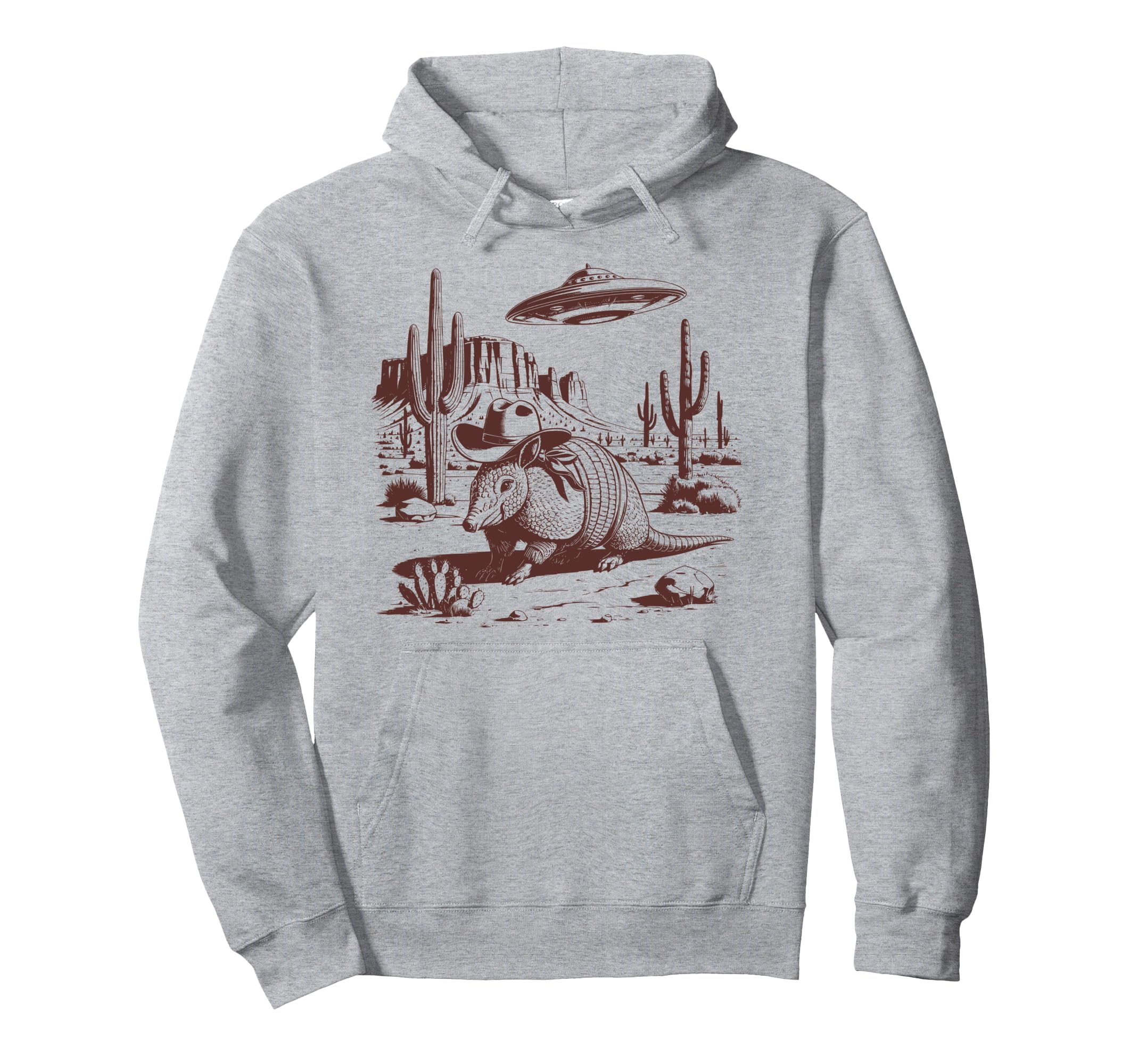 Armadillo Ufo Western Alien 90S Cowboy Hoodie - Aesthetic Graphic Unisex - T-Shirt, Sweatshirt, Hoodie