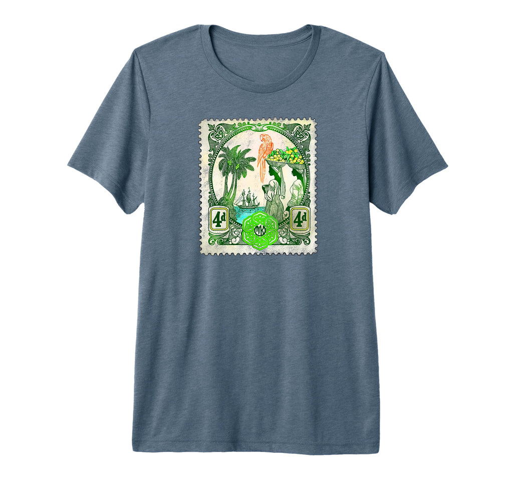 Tropical Postage Stamp Art Tri Blend T-Shirt - Streetwear Style Men Women - T-Shirt, Sweatshirt, Hoodie