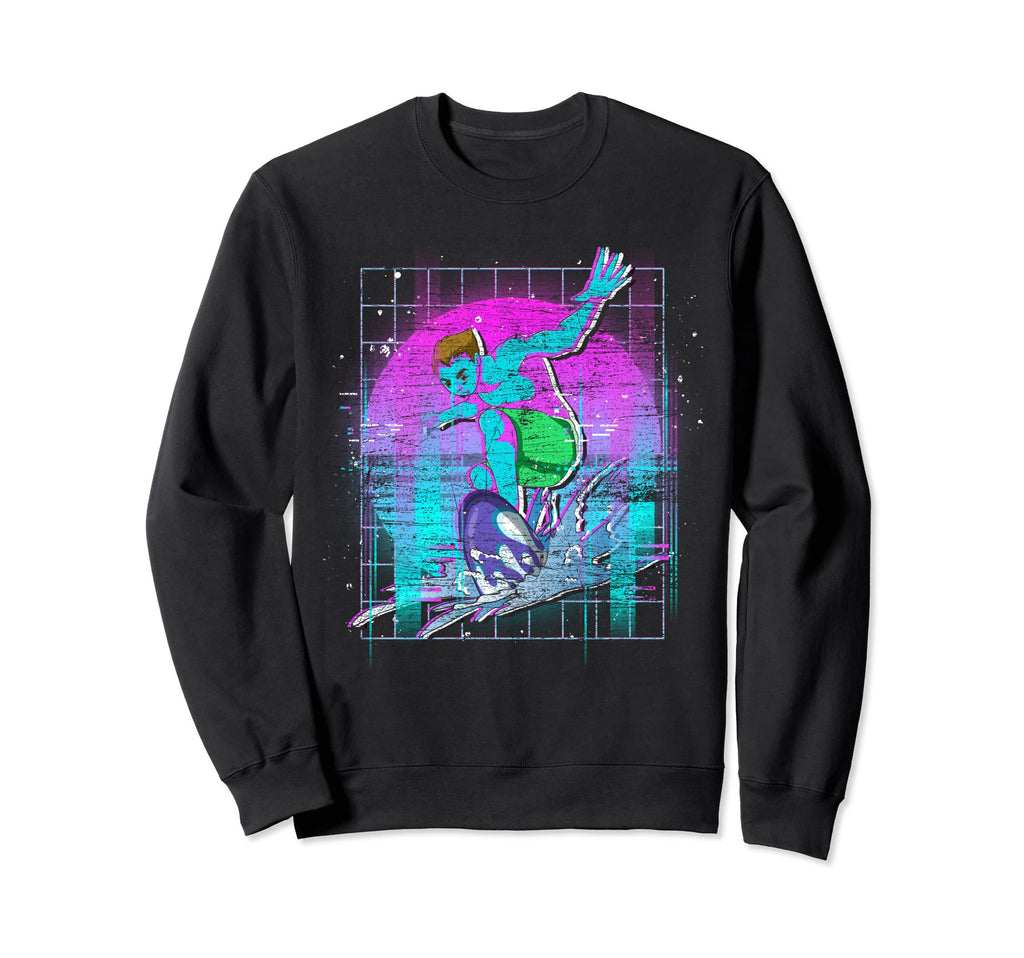 Vaporwave Aesthetics Surfing Water Sweatshirt - Custom Art Print Unisex - T-Shirt, Sweatshirt, Hoodie