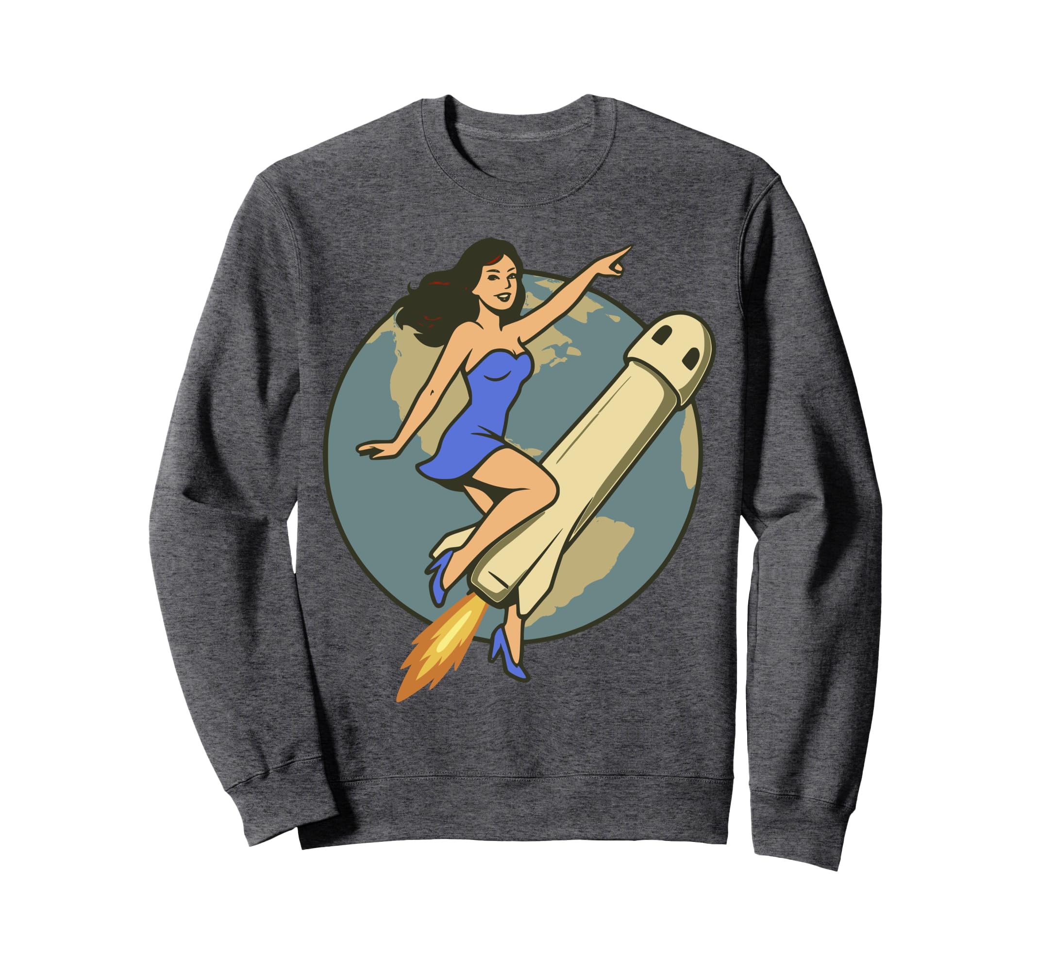 Pin Up Space Trip Rocket Funny Sweatshirt - Fun Novelty Design Men Women - T-Shirt, Sweatshirt, Hoodie