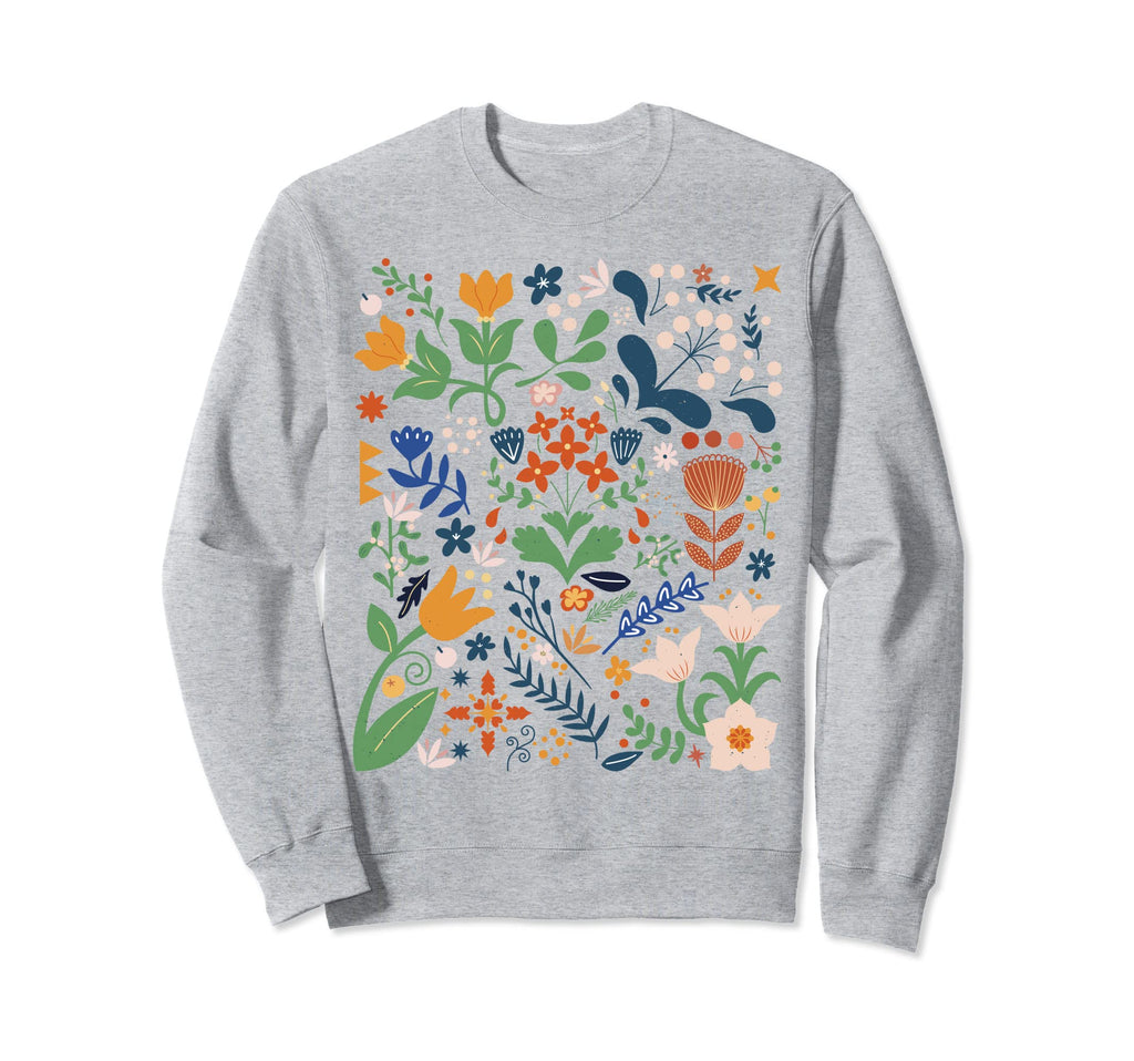 Floral Scandi Wildflower Flower Art Sweatshirt - Fun Novelty Design Unisex - T-Shirt, Sweatshirt, Hoodie