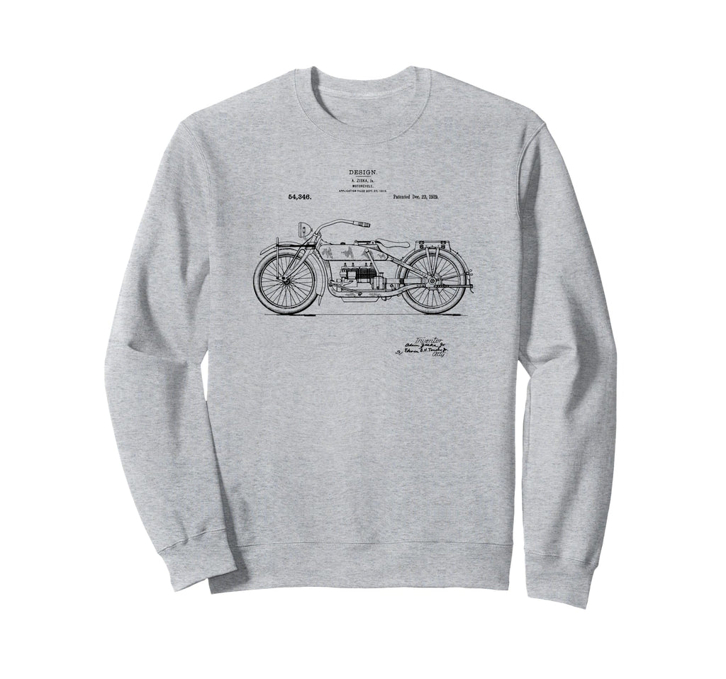 Patent 1919 Motorcycle Sweatshirt - Minimalist Print for Adults - T-Shirt, Sweatshirt, Hoodie