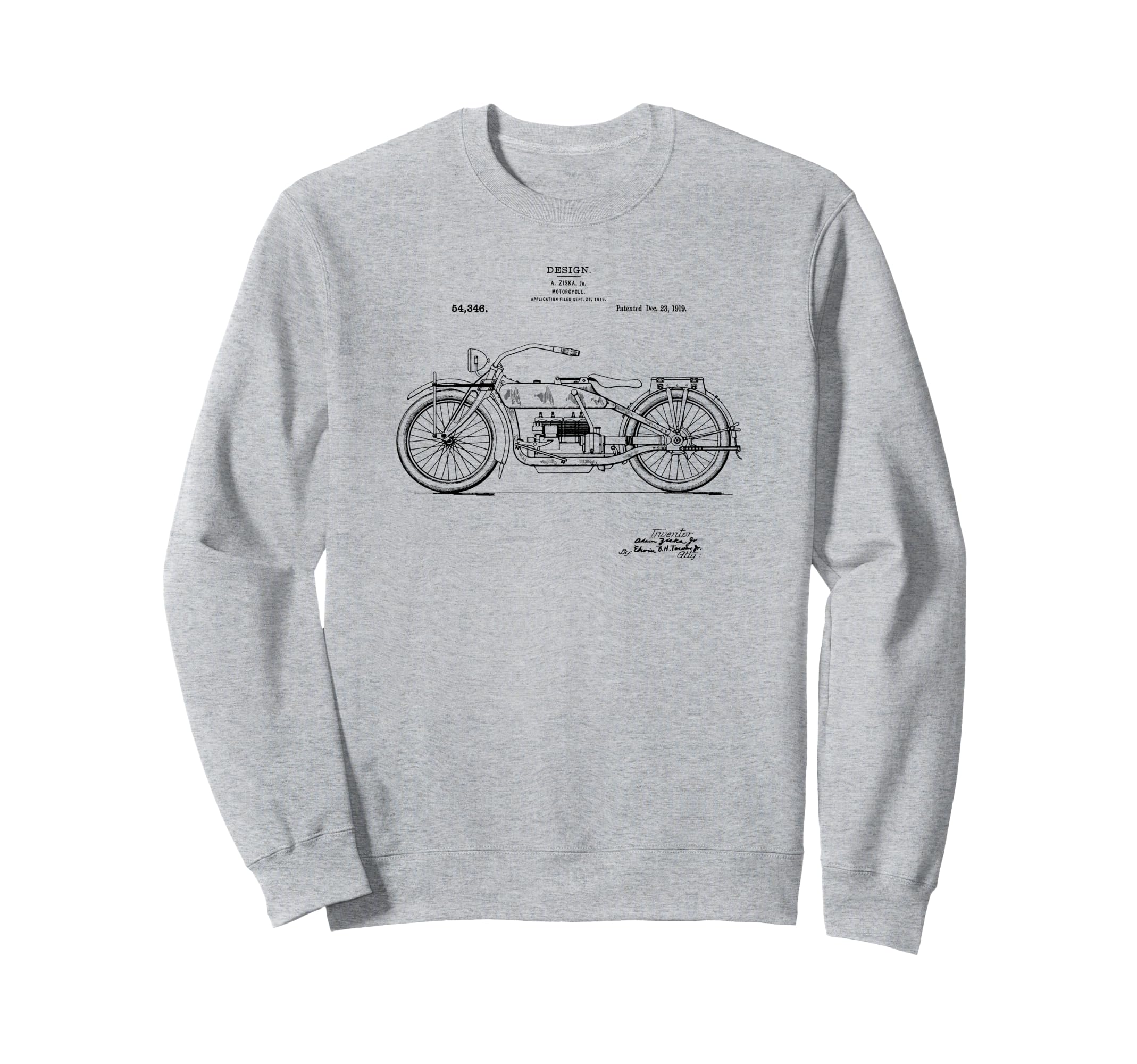 Patent 1919 Motorcycle Sweatshirt - Unique Graphic Unisex - T-Shirt, Sweatshirt, Hoodie