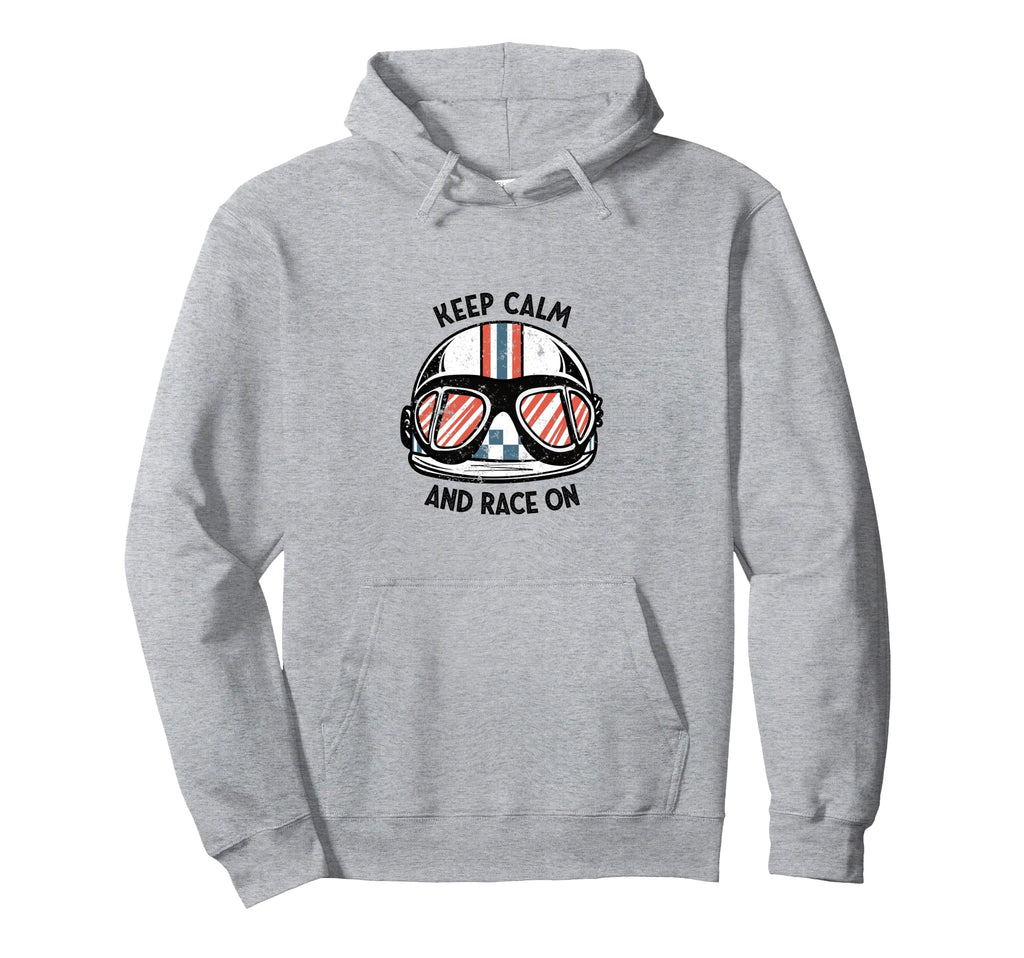 Keep Calm Race Inspired Helmet Car Hoodie - Minimalist Print Men Women - T-Shirt, Sweatshirt, Hoodie