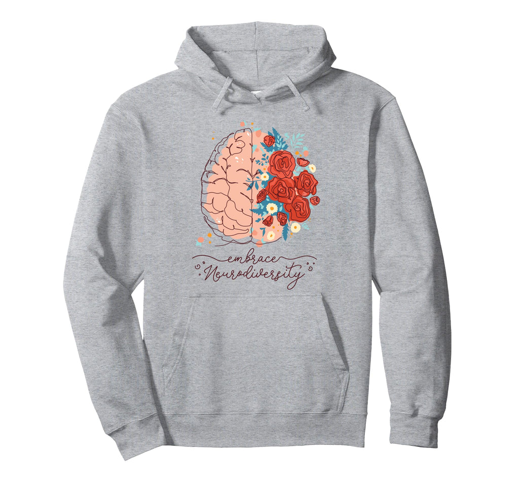 Neurodiversity Floral Brain Autism Mental Hoodie - Minimalist Print Unisex - T-Shirt, Sweatshirt, Hoodie