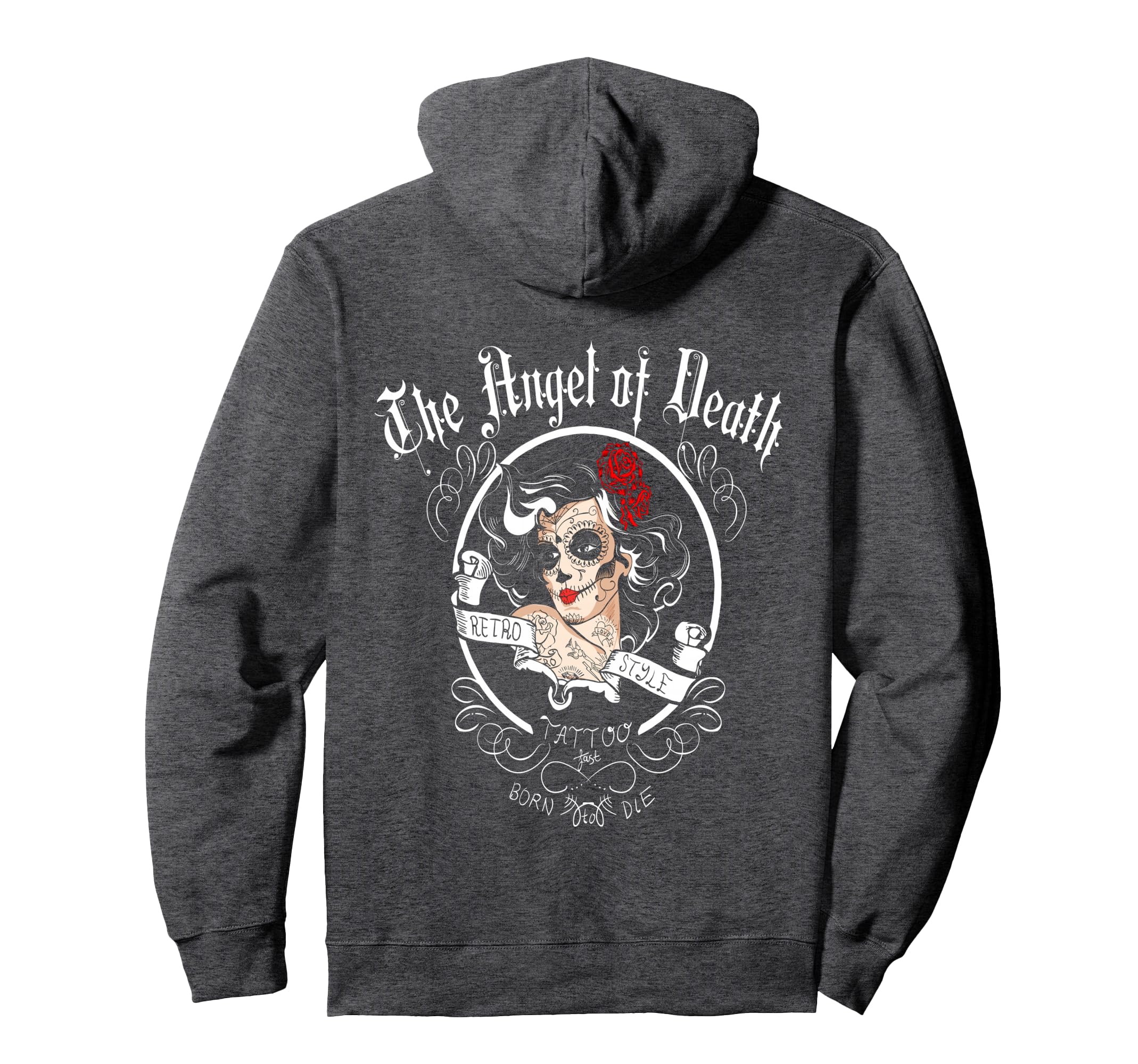 Pin Up Skull Motorcycle Biker Babe Hoodie - Minimalist Print for Adults - T-Shirt, Sweatshirt, Hoodie