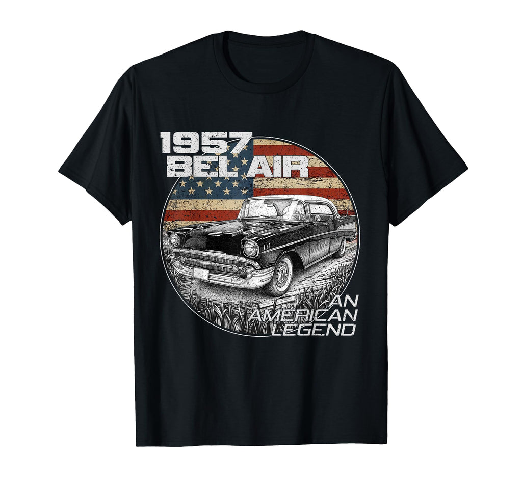1957 57 Bel Air American Legend Flag T-Shirt - Aesthetic Graphic Unisex - T-Shirt, Sweatshirt, Hoodie