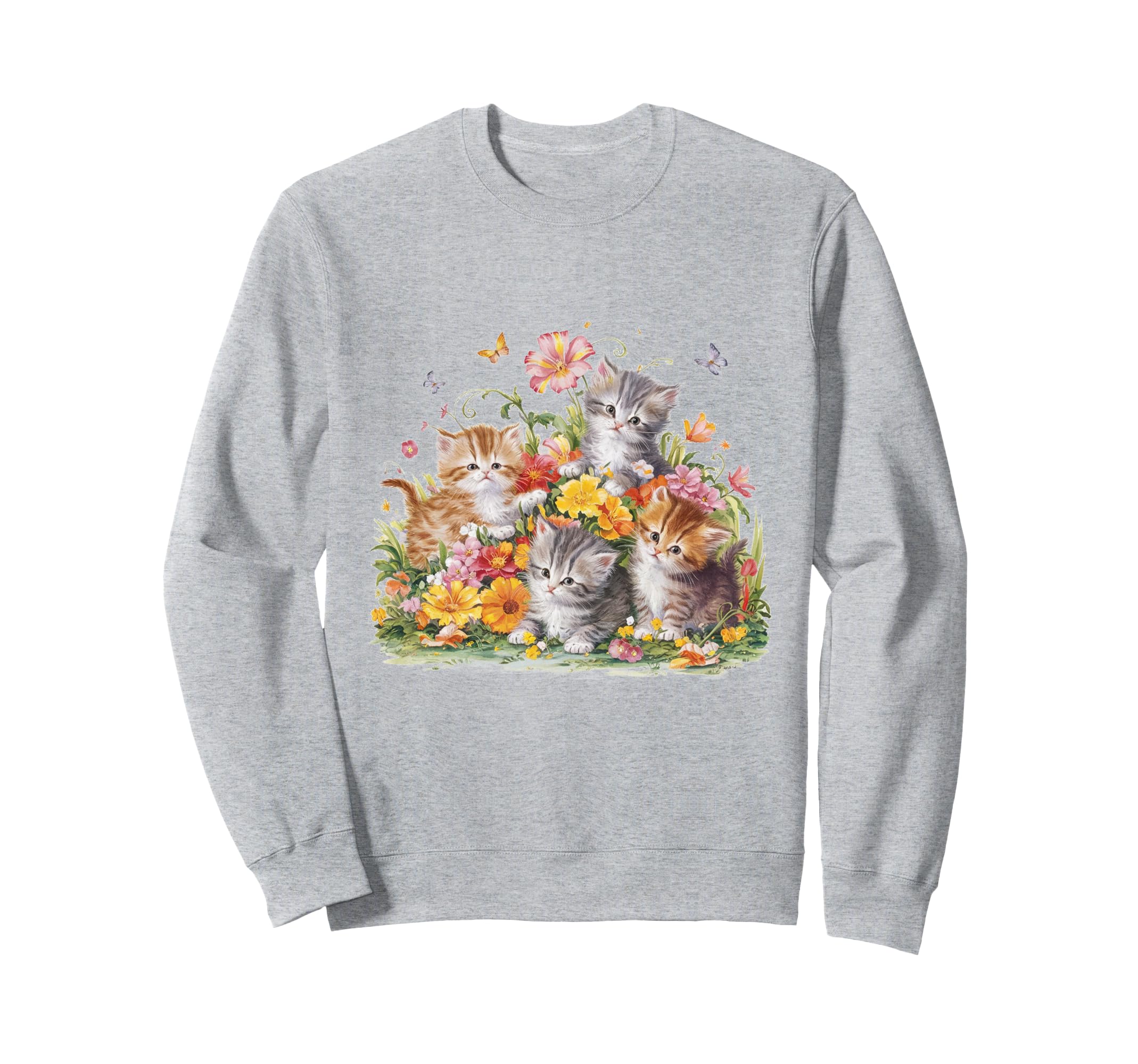 Floral Aesthetic Painted Kittens And Sweatshirt - Aesthetic Graphic Unisex - T-Shirt, Sweatshirt, Hoodie