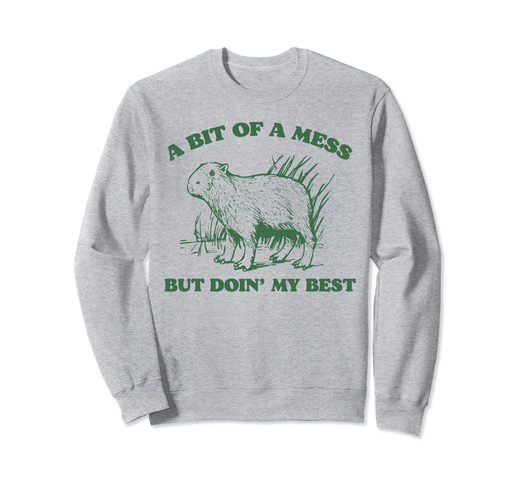 Bit Mess But Doin My Best Capybara Sweatshirt - Novelty Apparel Men Women - T-Shirt, Sweatshirt, Hoodie