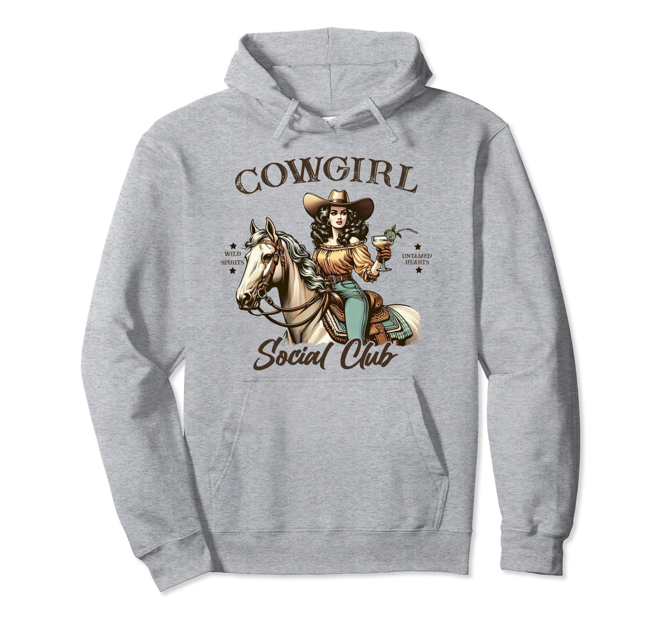 Cowgirl Social Club Western Horse Hoodie - Fun Novelty Design for Adults - T-Shirt, Sweatshirt, Hoodie