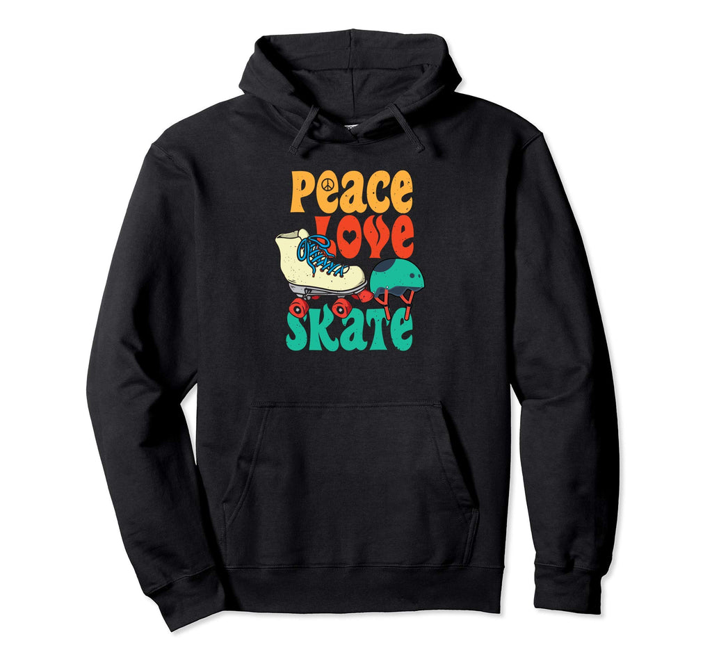 Peace Love Skate Gift Roller Skating Hoodie - Fun Novelty Design for Adults - T-Shirt, Sweatshirt, Hoodie