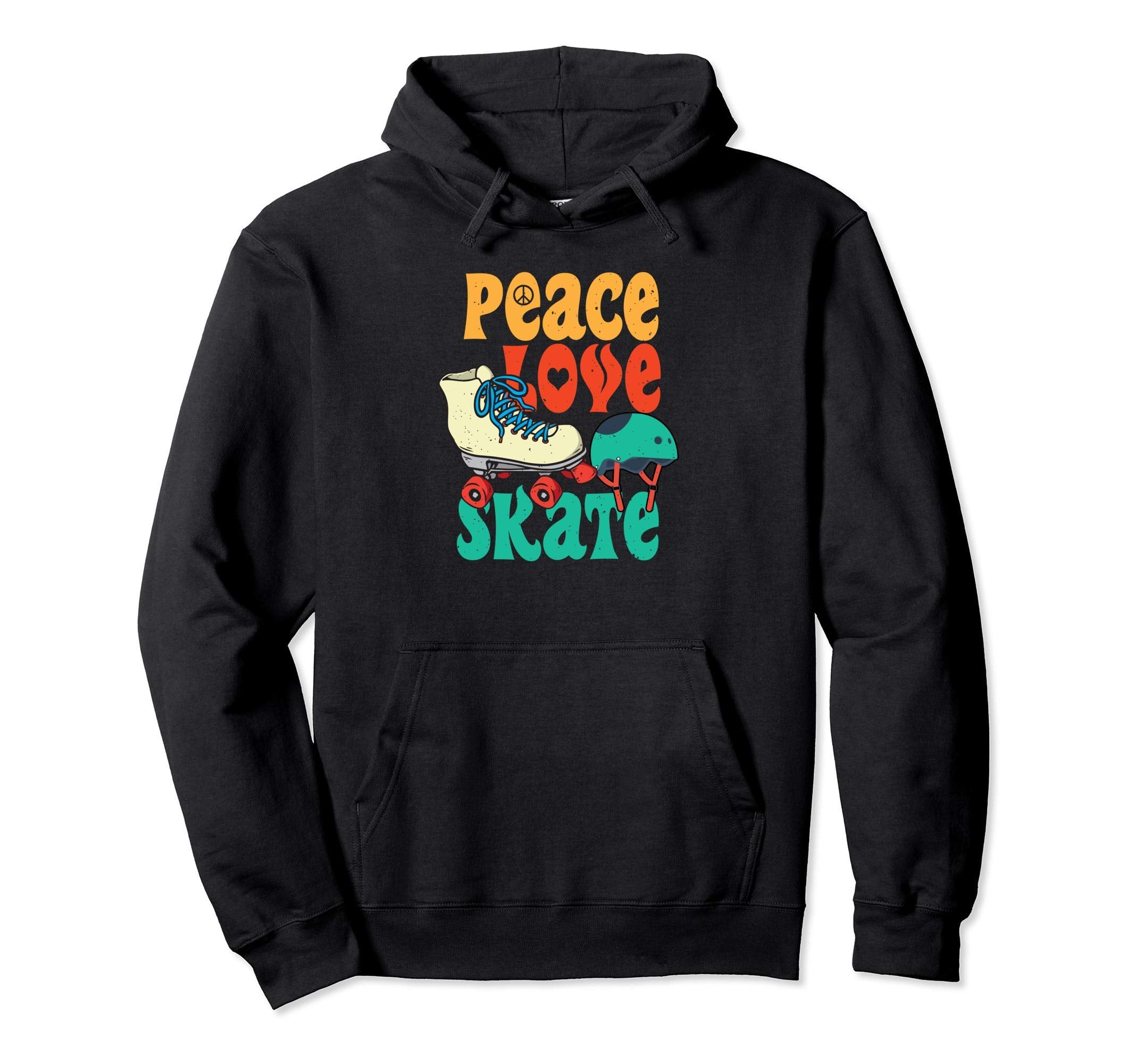 Peace Love Skate Gift Roller Skating Hoodie - Fun Novelty Design for Adults - T-Shirt, Sweatshirt, Hoodie