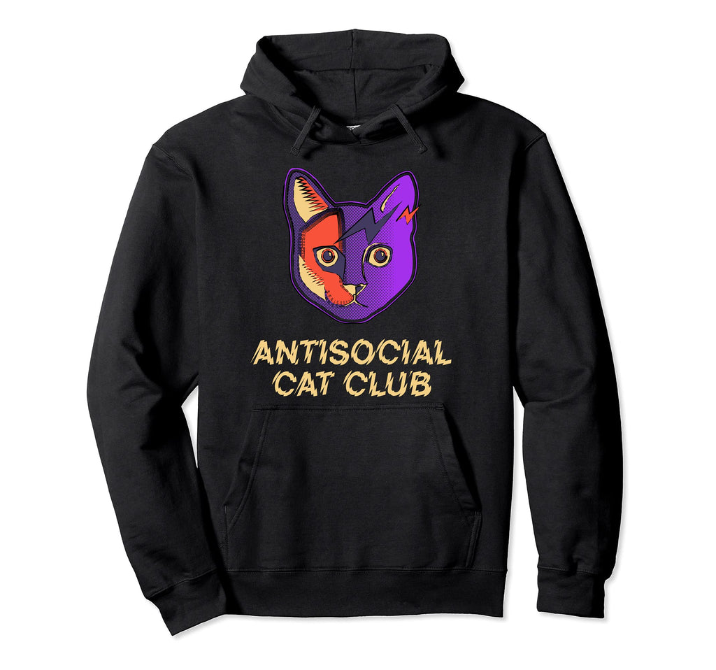 Antisocial Cat Club Introvert Cat Hoodie - Casual Everyday Wear Men Women - T-Shirt, Sweatshirt, Hoodie