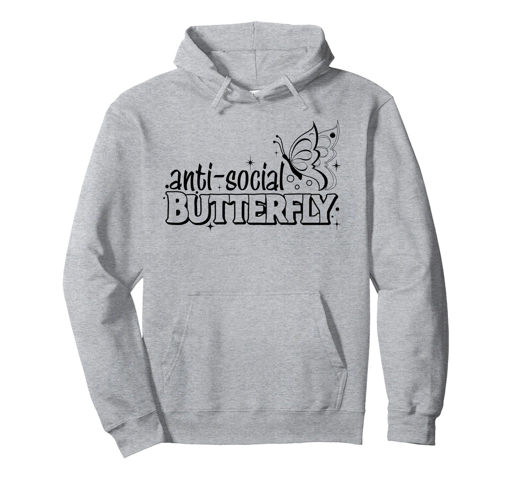 Anti Social Butterfly Black Hoodie - Graphic Print Men Women - T-Shirt, Sweatshirt, Hoodie